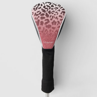 Couvre-club De Golf Peau rose de léopard de parties scintillantes