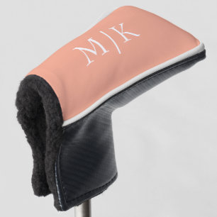 Couvre-club De Golf Pêche et blanc Monogramme moderne