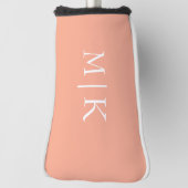Couvre-club De Golf Pêche et blanc | Monogramme moderne (Tourné à 90°)