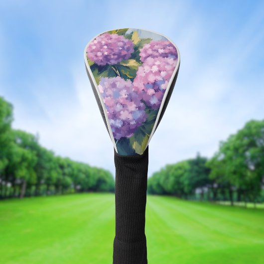 Couvre-club De Golf Peinture à l'aquarelle florale de l'Hydrangée viol
