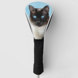 Couvre-club De Golf Peinture de chat siamois - art original mignon de