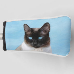 Couvre-club De Golf Peinture de chat siamois - art original mignon de
