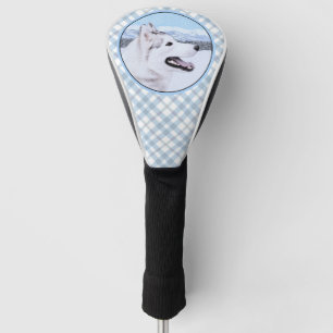 Couvre-club De Golf Peinture de chien Husky sibérien (argent et blanc)