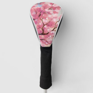 Couvre-club De Golf Peinture florale rose d'arbres à fleurs de cerisie