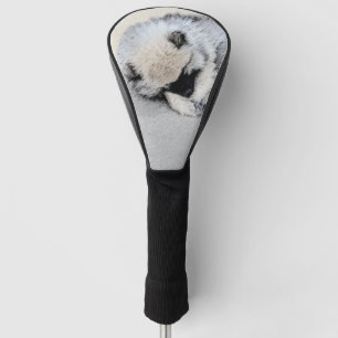 Couvre-club De Golf Peinture originale de chiot Keeshond endormi, Art