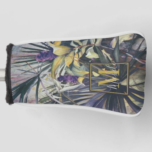 Couvre-club De Golf Peinture Tropicale de palmiers avec Monogramme (Devant)