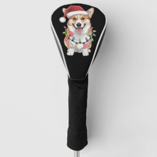 Couvre-club De Golf Pembroke Welsh Corgi Père Noël Lumières de l'arbre