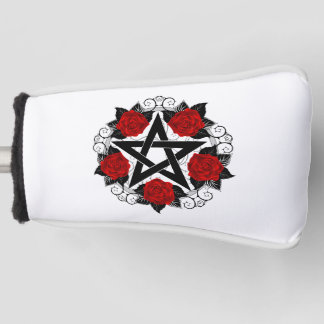 Couvre-club De Golf Pentagramme aux roses rouges