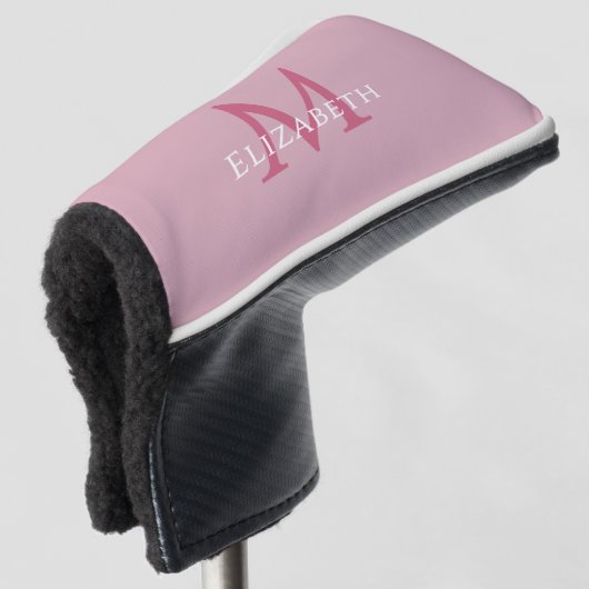 Couvre-club De Golf Personalized Elegant Monogram Name Initial Pink (Devant 3/4)