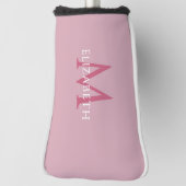 Couvre-club De Golf Personalized Elegant Monogram Name Initial Pink (Tourné à 90°)