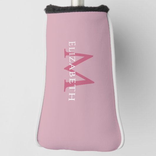Couvre-club De Golf Personalized Elegant Monogram Name Initial Pink (Tourné à 90°)