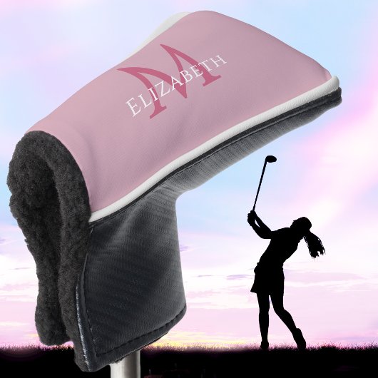 Couvre-club De Golf Personalized Elegant Monogram Name Initial Pink