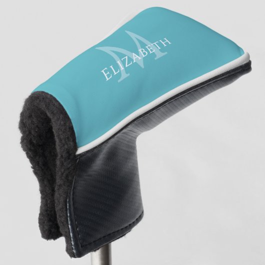 Couvre-club De Golf Personalized Elegant Monogram Name Initial Teal (Devant 3/4)