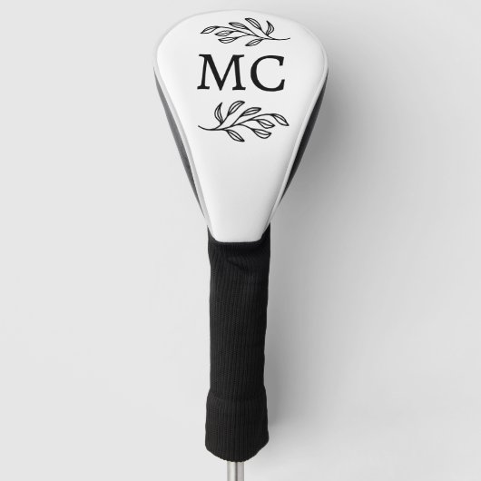 Couvre-club De Golf Personalized Monogram Initials Botanical Leaf (Devant)