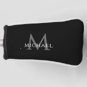 Couvre-club De Golf Personalized Monogram Name Initial Black Gray (Devant)