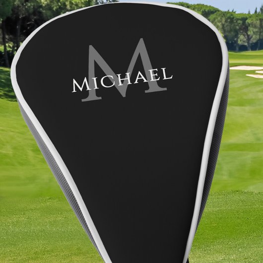 Couvre-club De Golf Personalized Monogram Name Initial Black Gray