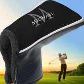 Couvre-club De Golf Personalized Monogram Name Initial Black Gray