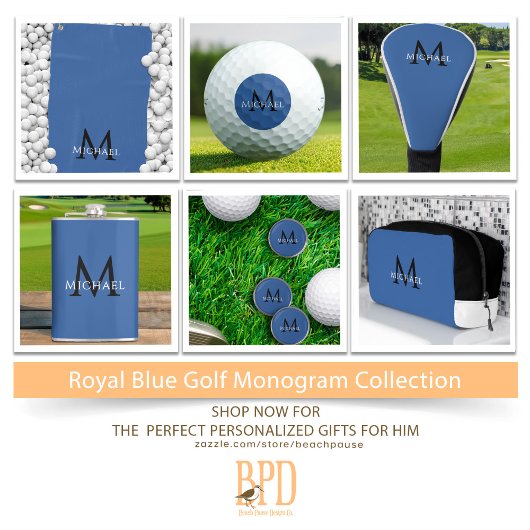 Couvre-club De Golf Personalized Monogram Name Initial Blue