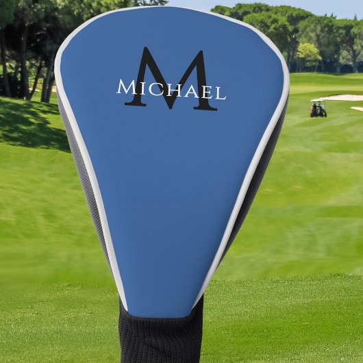Couvre-club De Golf Personalized Monogram Name Initial Blue