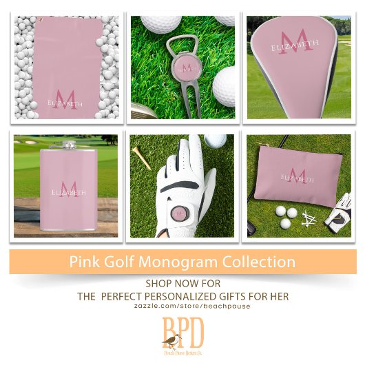 Couvre-club De Golf Personalized Monogram Name Initial Pink