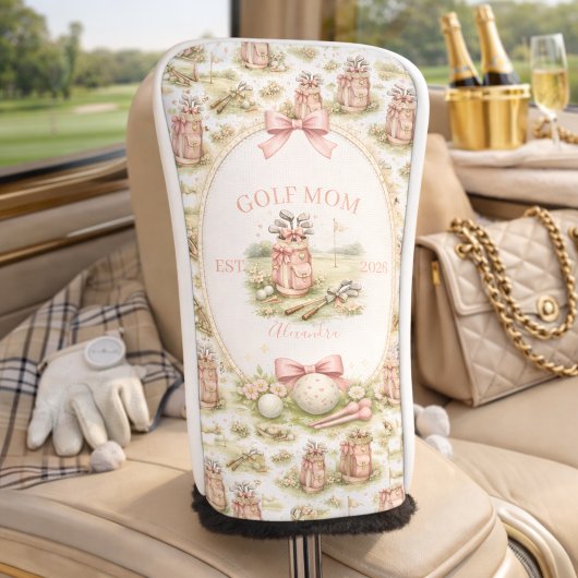 Couvre-club De Golf Personalized Pink Bow Golf Mom Gift