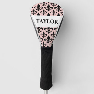 Couvre-club De Golf Personnalisation du Fleur de Lis noir rose