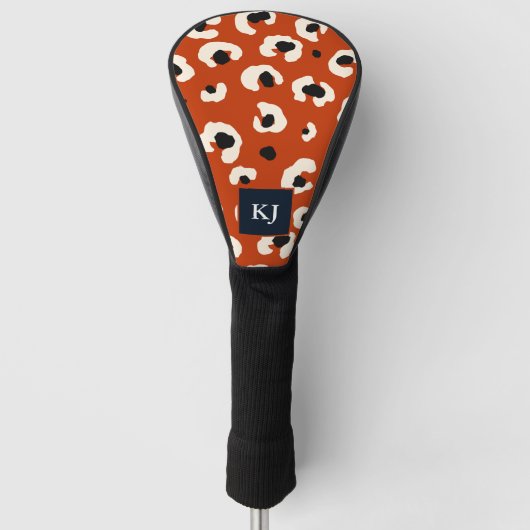 Couvre-club De Golf Personnalisé Bold Leopard Monogramme (Devant)