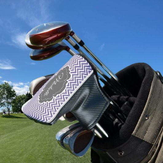 Couvre-club De Golf Personnalisé Purple Chevron