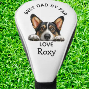 Couvre-club De Golf Personnaliser du chiot noir Corgi Peeking