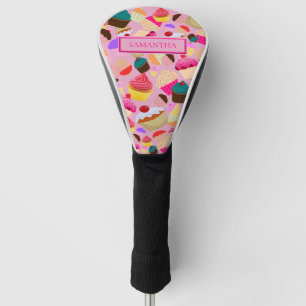 Couvre-club De Golf Personnalisez. Amusement, petit gâteau rose