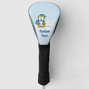 Couvre-club De Golf Petit pingouin assis avec boule de neige tête de g