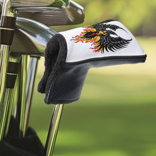Couvre-club De Golf Phénix Ardente Oiseau de Feu Tribal Noir Flammes