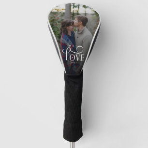 Couvre-club De Golf Photo de couples fiancés personnalisé avec un scri