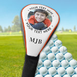 Couvre-club De Golf Pilote photo personnalisé Golfer Monogramme<br><div class="desc">Créez votre propre couverture de tête de golf personnalisée! parfait pour les papas ou grand-père pour la fête des pères. Événements d'entreprise et club de golf swag. DROIT D'AUTEUR © 2020 Judy Burrows,  Black Dog Art - Tous droits réservés. Chauffeur photo personnalisé Golfeur Monogramme Tête de golf couverture</div>