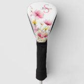Couvre-club De Golf Pink Botanical Floral Monogram (Devant)