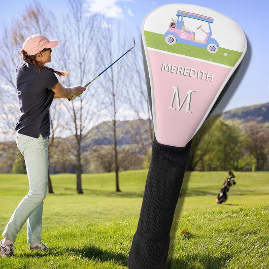 Couvre-club De Golf Pink Custom Golf Club Panier Nom du monogramme