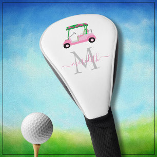 Couvre-club De Golf Pink Green Stylish Cart Clubs Nom Monogramme *