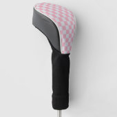 Couvre-club De Golf Pink + Grey Check À damiers Checkerboard Motif (Incliné)