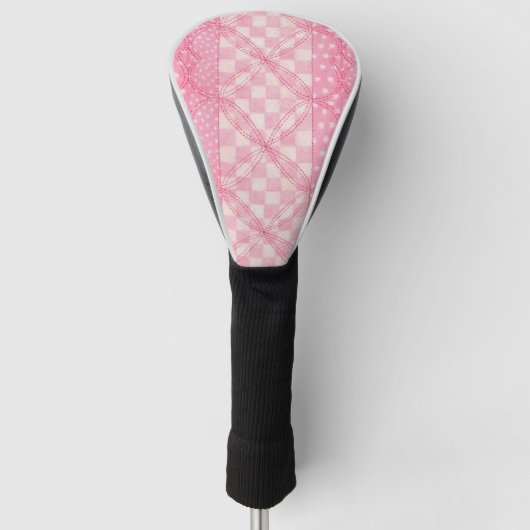 Couvre-club De Golf PINK HEART QUILT Golf Driver Cover (Devant)