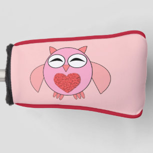 Couvre-club De Golf Pink Love Coeur Owl Golf Putter Cover
