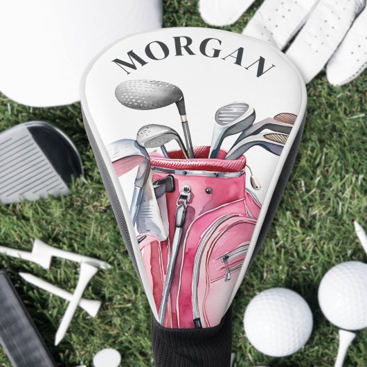 Couvre-club De Golf Pink Name Monogram