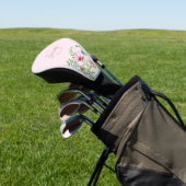 Couvre-club De Golf Pink Wildflower Floral Meadow Monogram (In Situ)