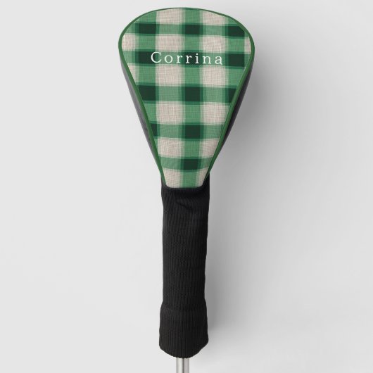 Couvre-club De Golf Plaid à la crème verte (Devant)