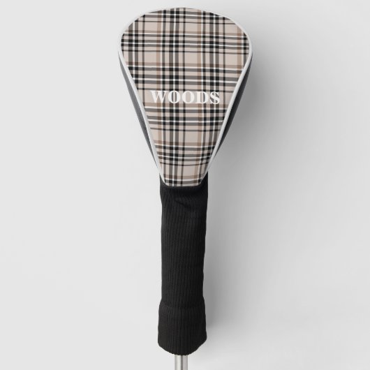 Couvre-club De Golf Plaid Beige personnalisé (Devant)