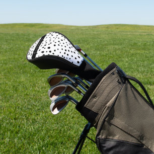 Couvre-club De Golf Points dalmatiens, Spots, Noir et Blanc, Votre nom