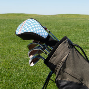 Couvre-club De Golf Pois Bleus, Motif Polka Dot, Votre Nom