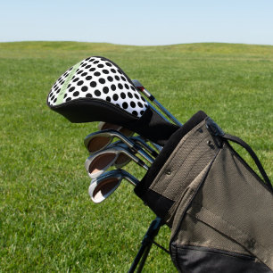 Couvre-club De Golf Pois noirs et blancs, pointillés, Votre nom