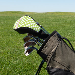 Couvre-club De Golf Pois verts, Motif Pointe Polka, Votre Nom