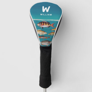Couvre-club De Golf Poisson Coloré Monogramme Sous Océan Bleu