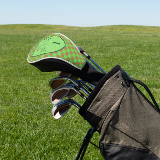 Couvre-club De Golf Pomme Vert & Brun à carreaux Monogramme